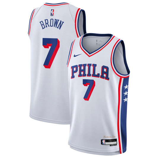 Philadelphia 76ers Jaylen Brown Nike Association Swingman Jersey - White - Youth