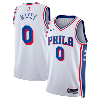 Philadelphia 76ers Tyrese Maxey Nike Association Swingman Jersey - White - Unisex
